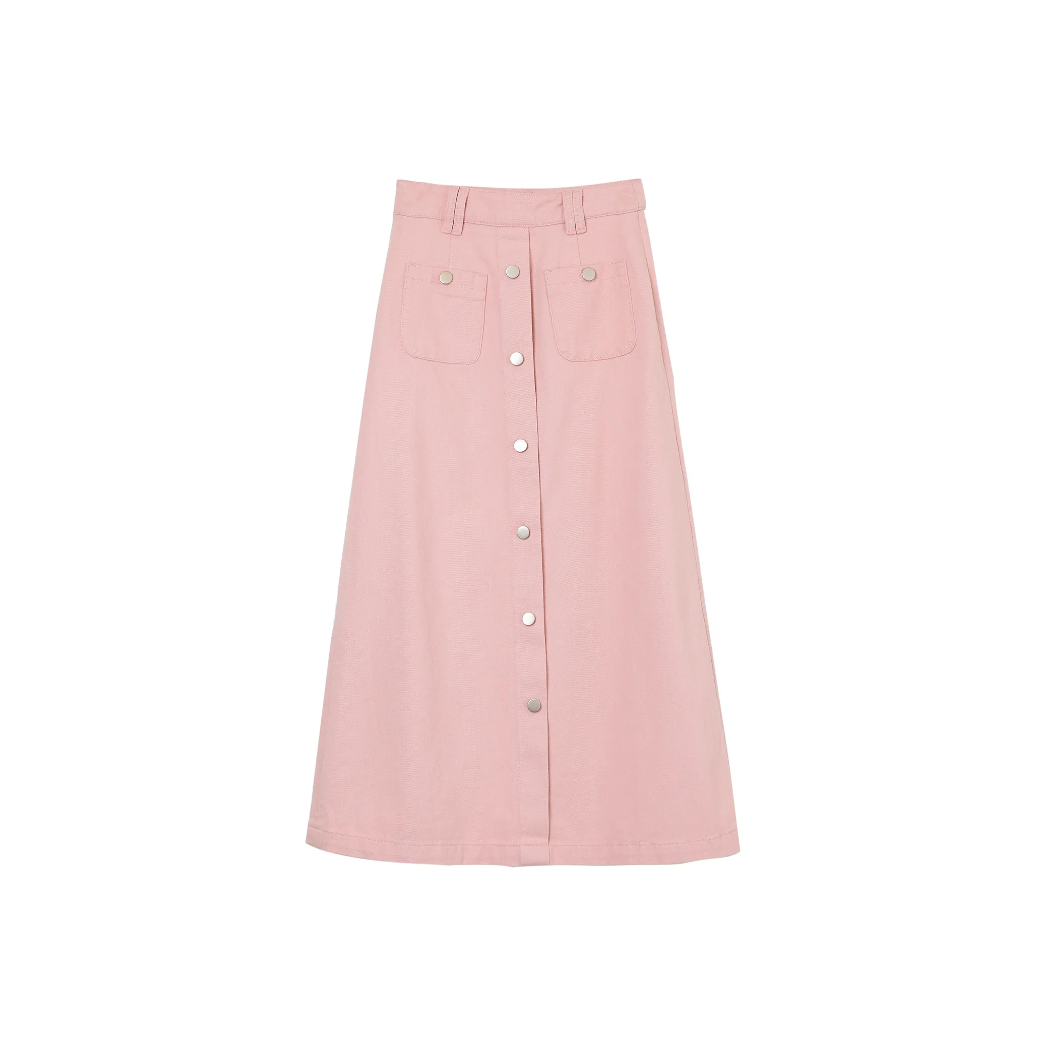 Fstudio Весна-осень Корейский стиль Однотонный Дизайн HIGH RISE A Линия Деним Длинный Юбка Женские