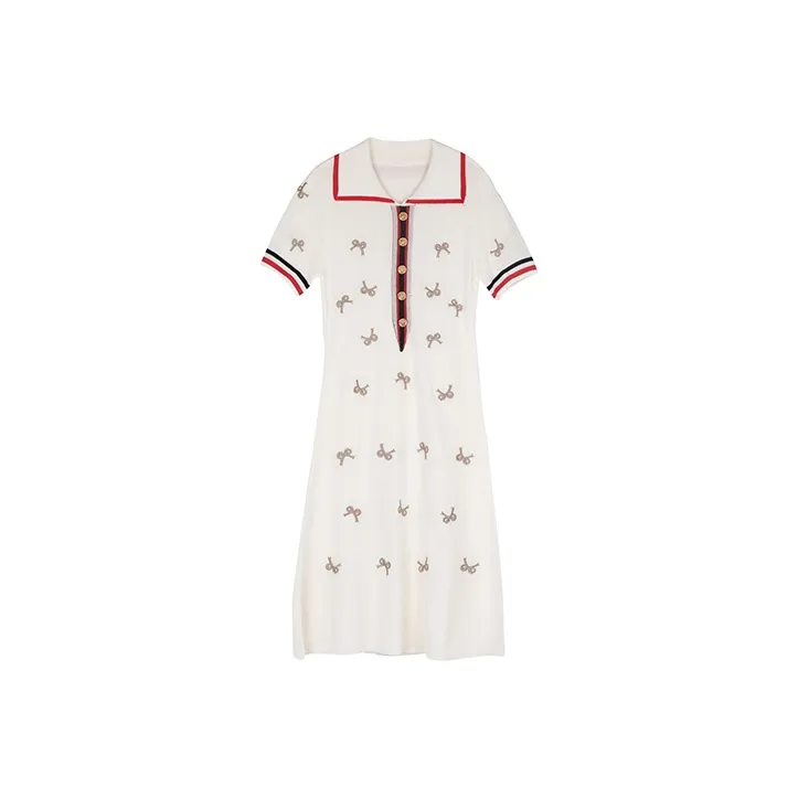 Leather Cat A Линия Юбка Платье Белый