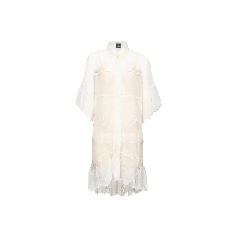 PINKO SS22 Длинное Платье с Длинными Рукавами Женское Белое