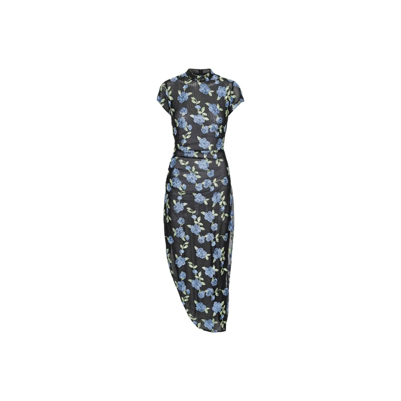 Rotate Birger Christensen Mesh Asymmetric Maxi Dress