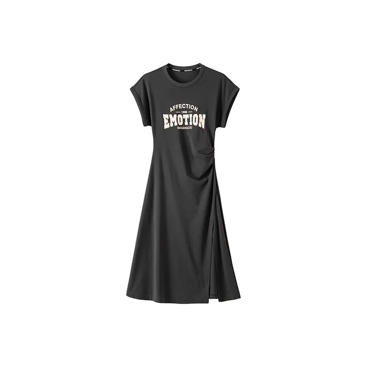 BANANA CICI Короткий рукав Платье Женское Темно-серый