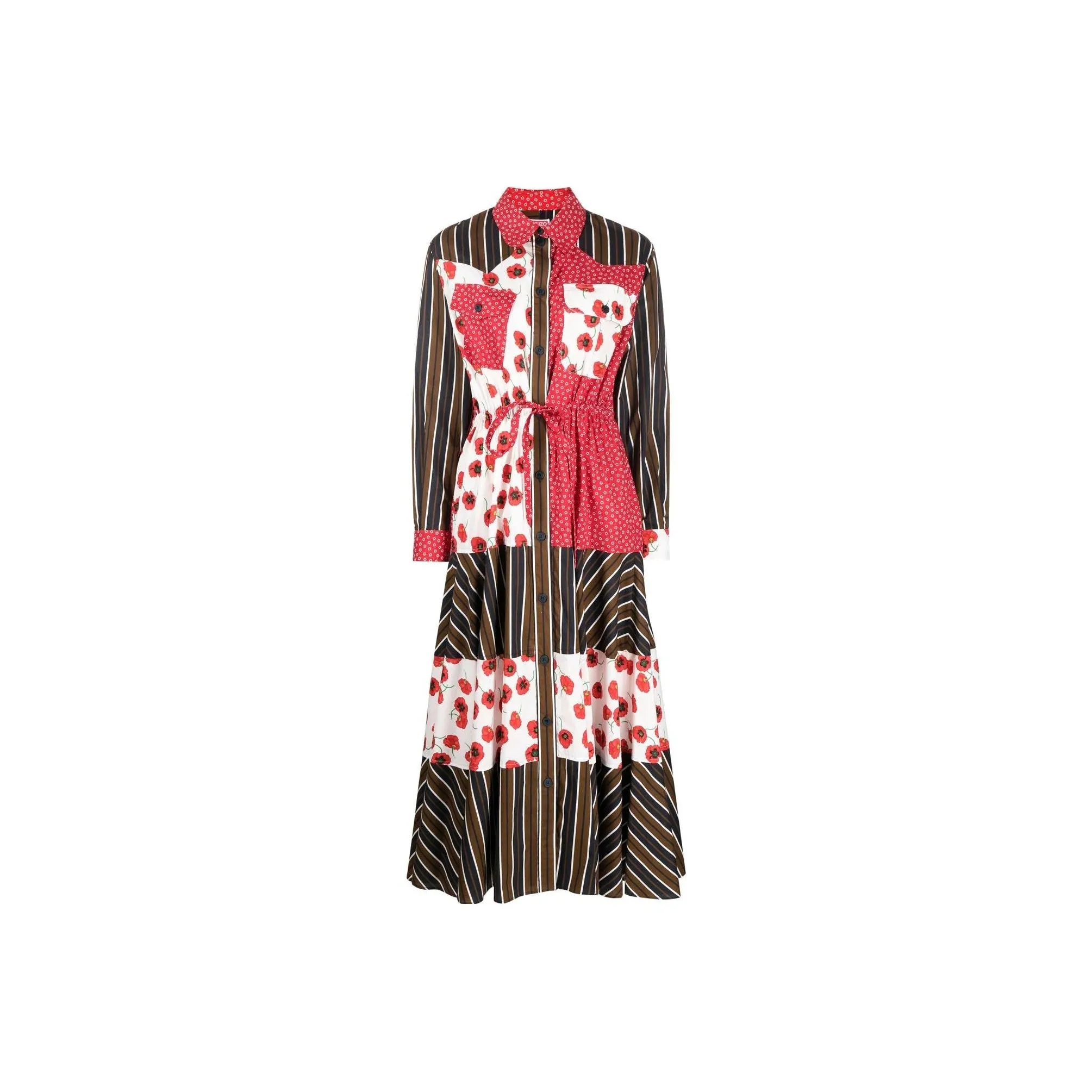 KENZO Patchwork-Detailed Flared Shirt Dress
