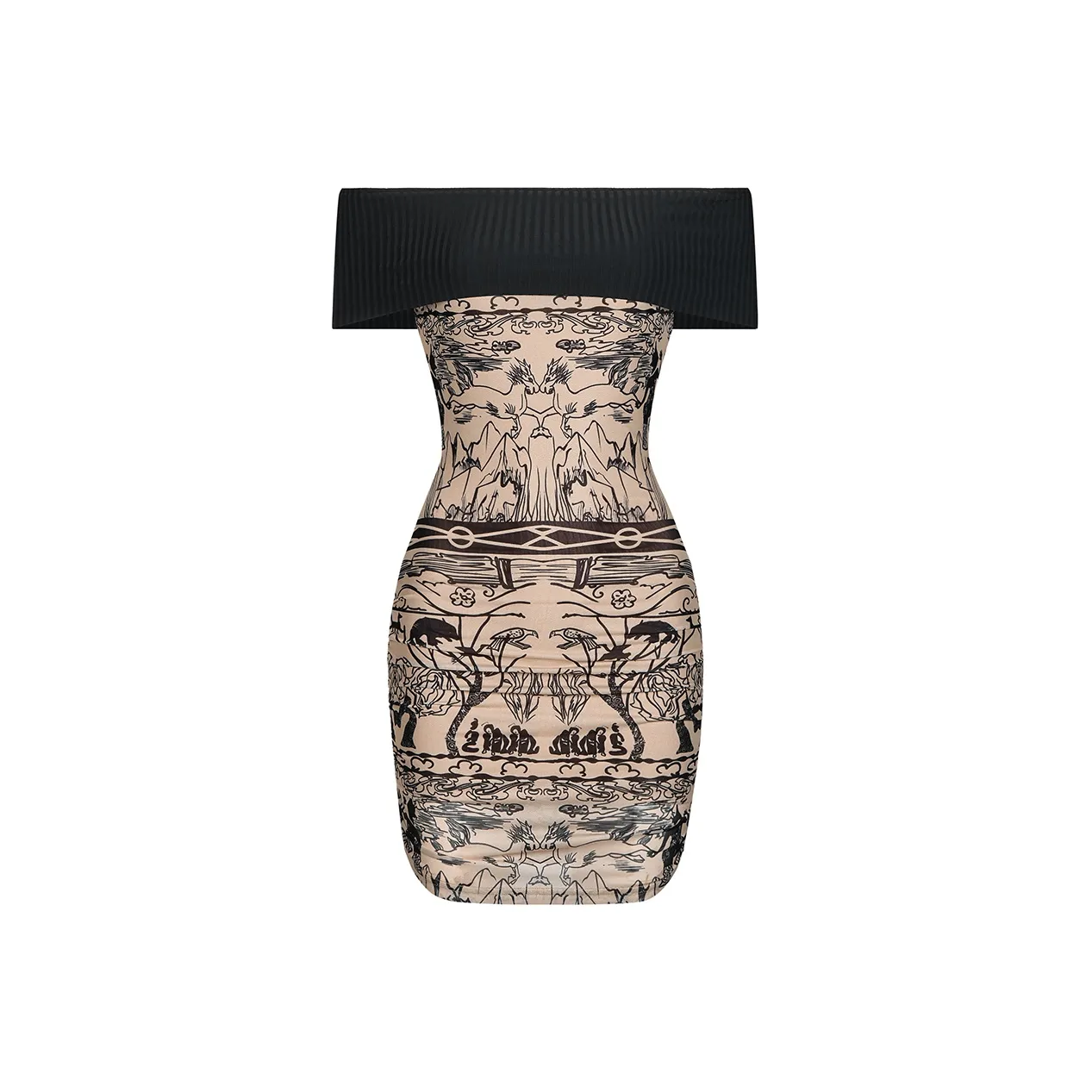 AZEPAM Черный и Телесный Женские Платья без рукавов