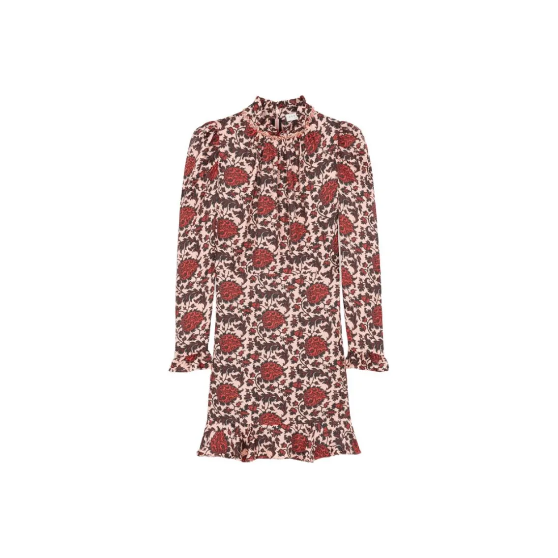 Sandro Длинное платье с длинными рукавами женское красное с принтом
