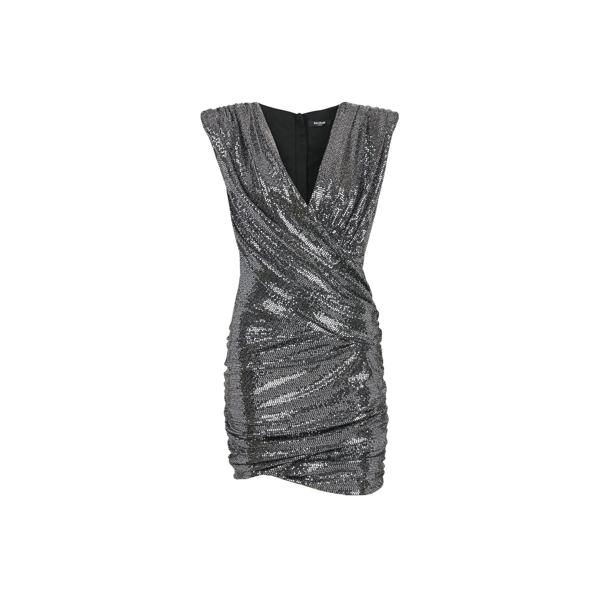 BALMAIN Ruched Wrap Sleeveless Mini Dress
