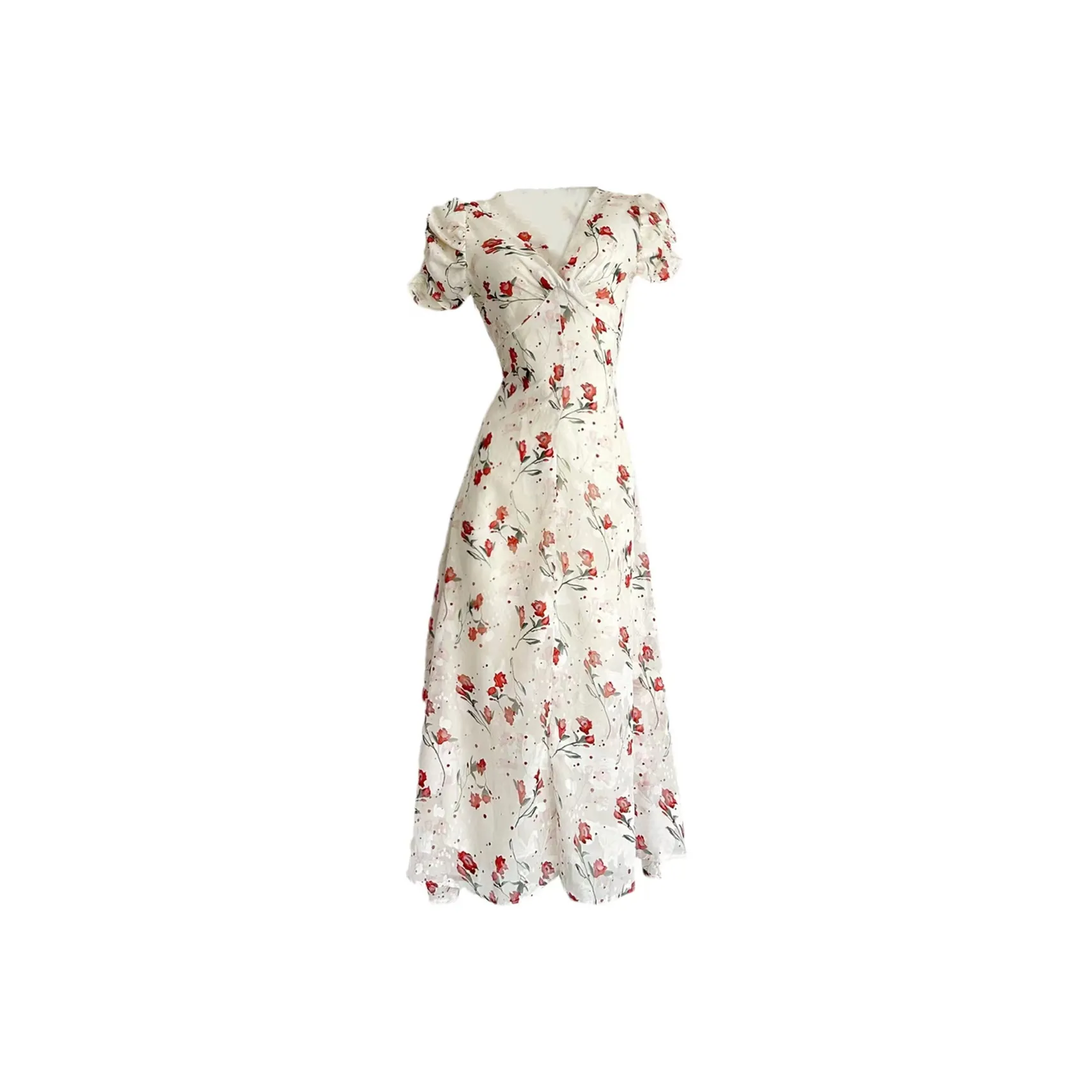 PAVLISOVA Короткий рукав Платье Женское Branching Бегония Цветочный