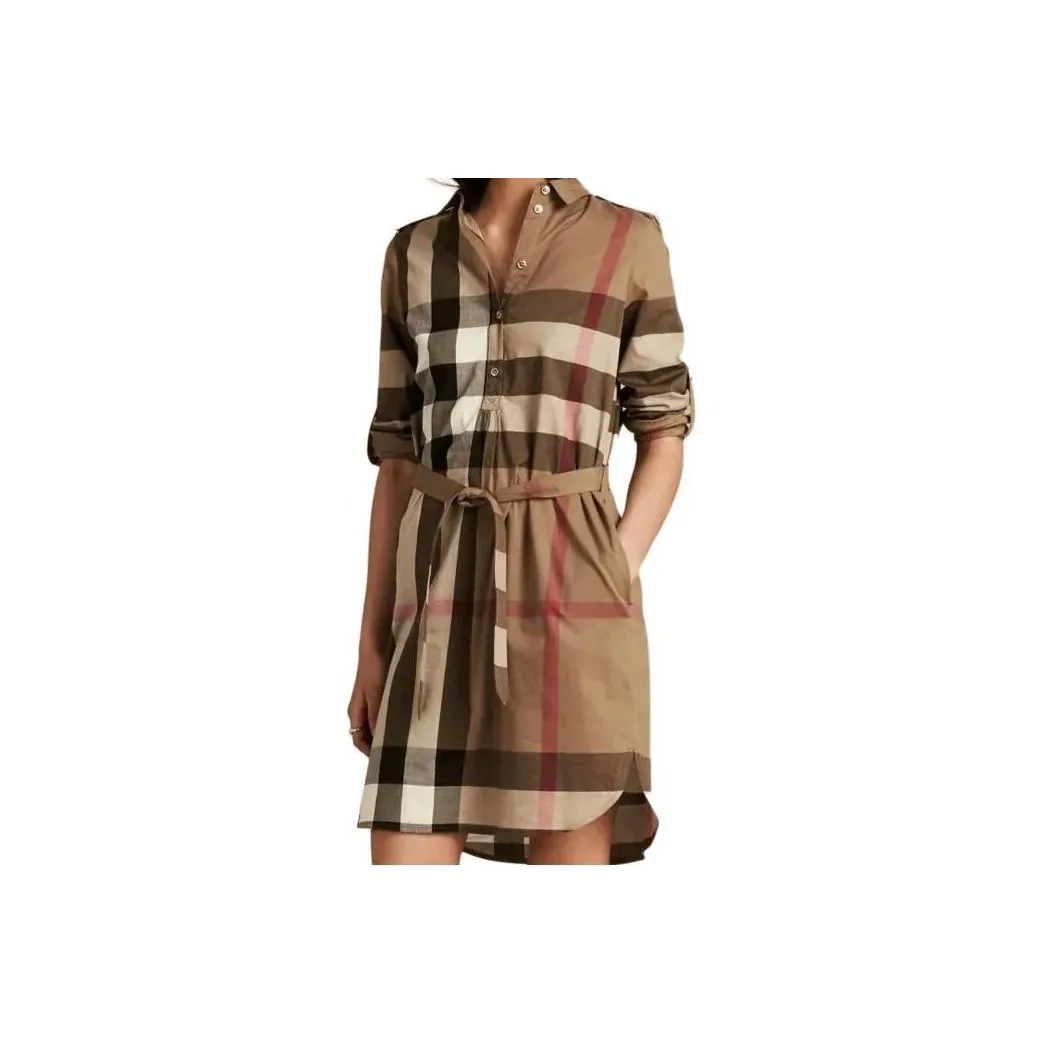 Burberry Long Sleeved Dress Women's Brown