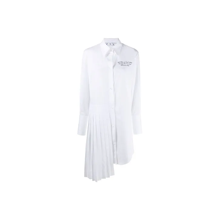 OFF WHITE Popeline Asymmetric Shirt Dress