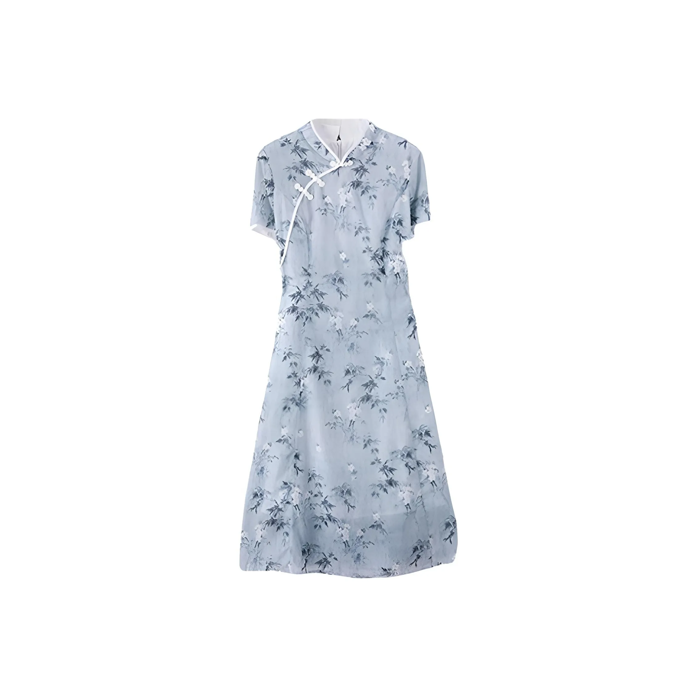 IHIMI Короткий рукав Платье Женское Светло-серое