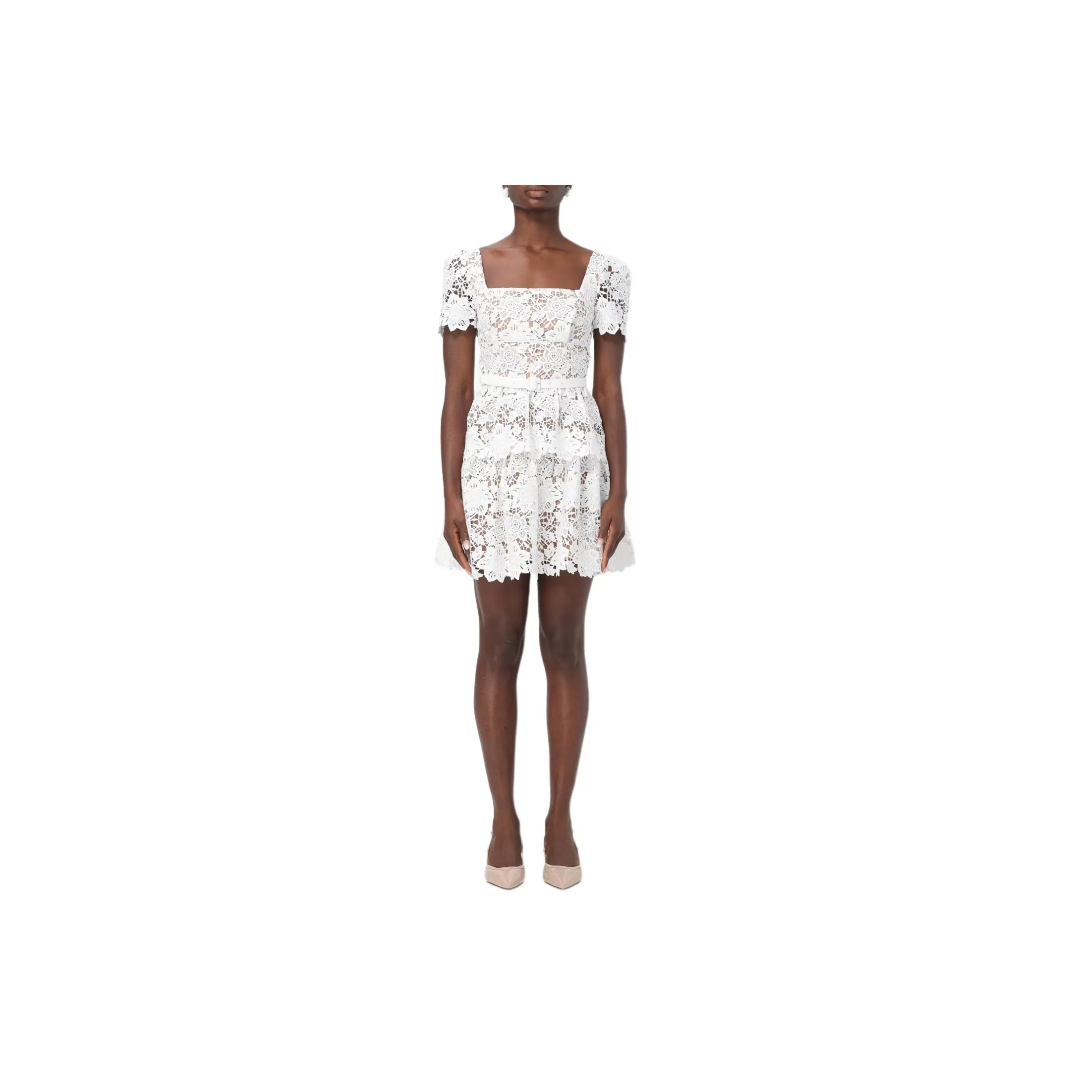 Self-portrait Short-Sleeved Dresses Women's White