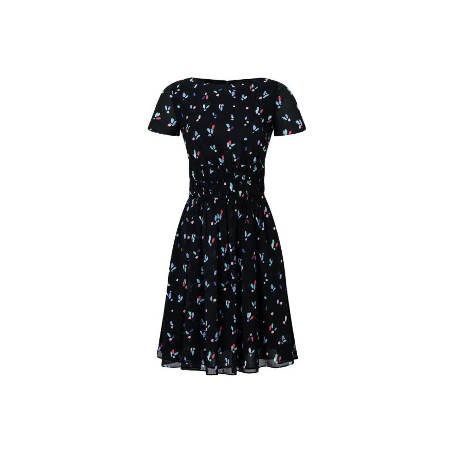 EMPORIO ARMANI SS22 Short Sleeved Dress Women's Black