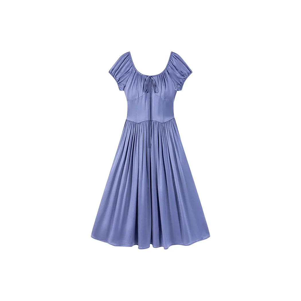 CARIEDO Короткое платье с короткими рукавами женское цвет васильковый синий