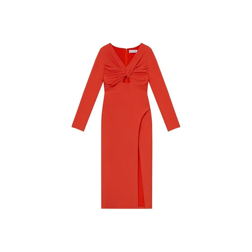 Self portrait Long Sleeved Dress Women's Bright Orange