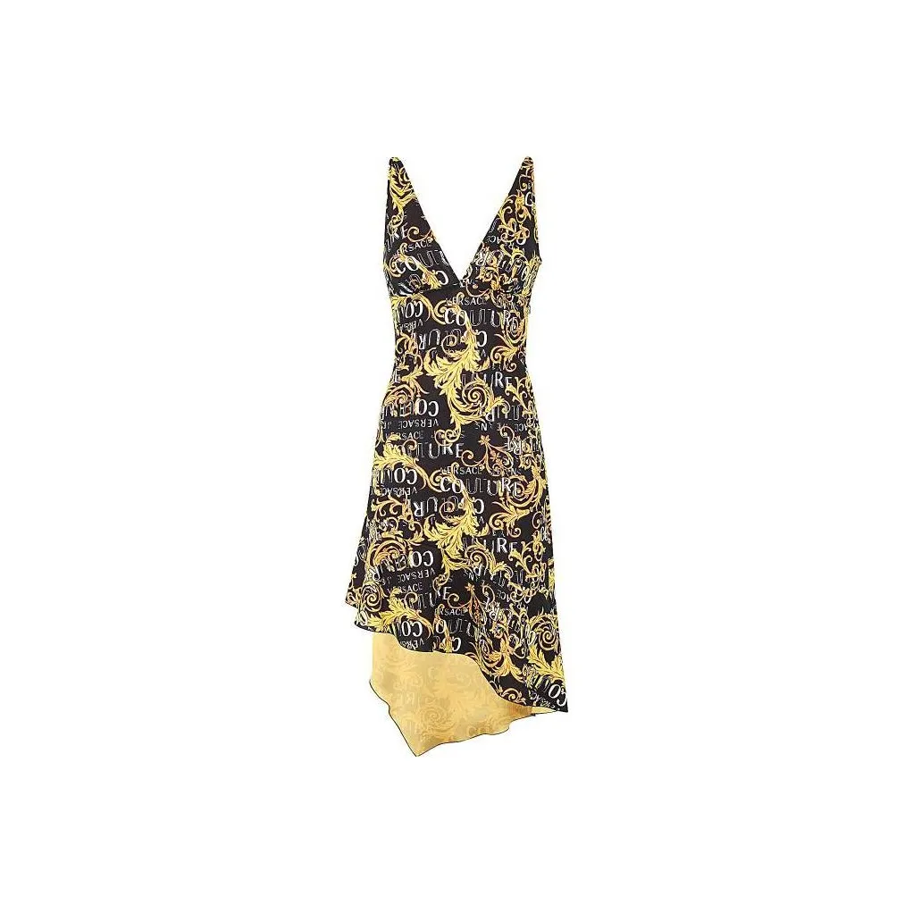 VERSACE JEANS COUTURE Sleeveless Dresses Women's Black Gold