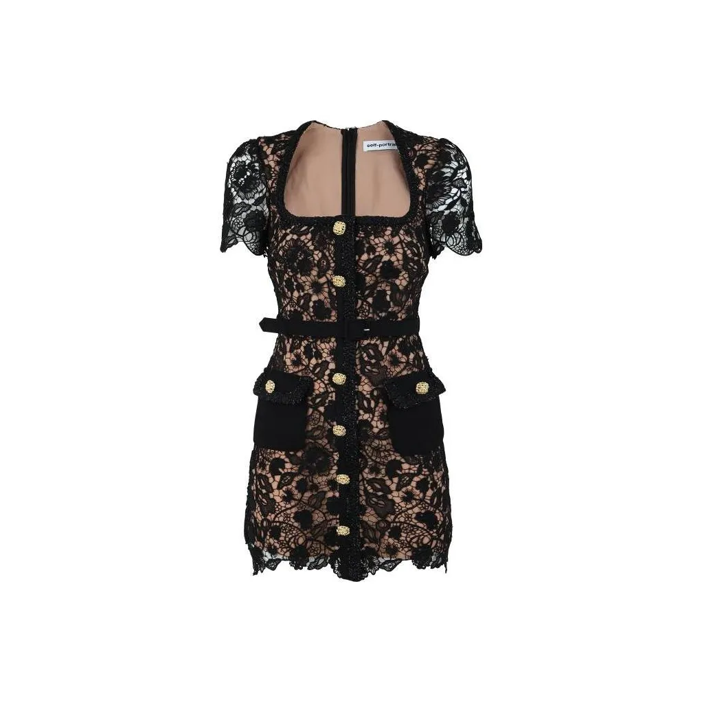Self portrait SS23 Short Sleeved Dress Women's Black