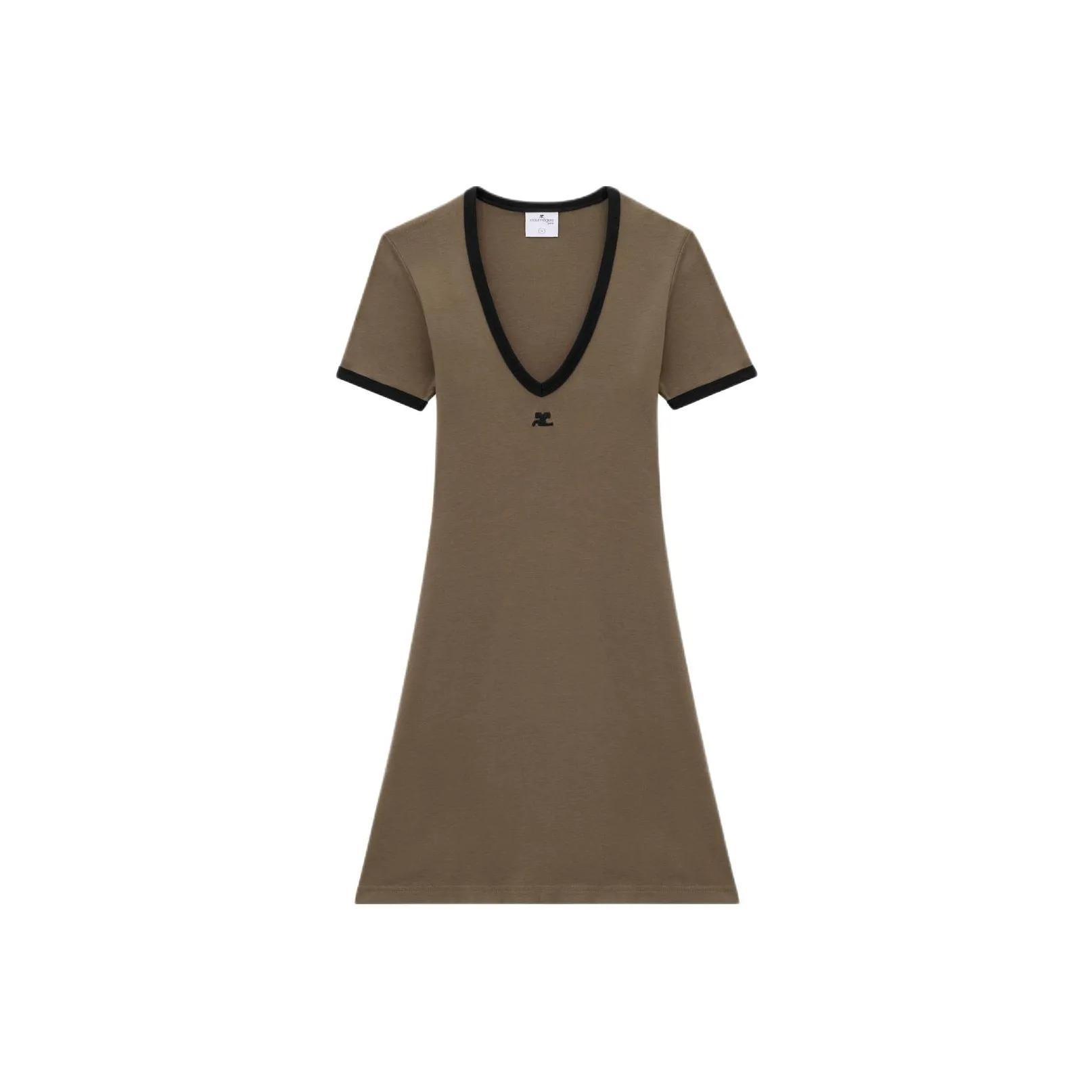 COURREGES Contrast V-Neck Mini Dress
