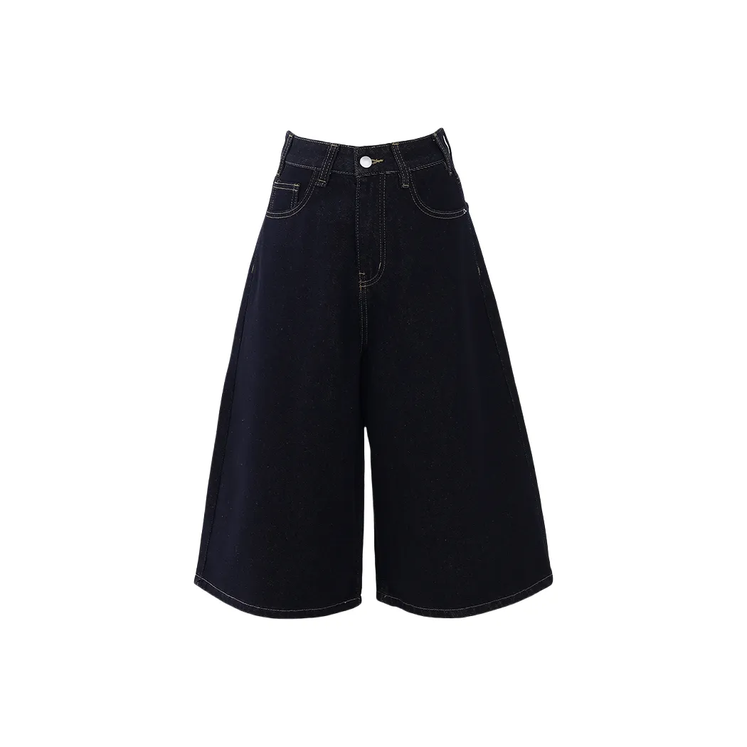 ZRZV Jeans Women's Dark Blue Capri Pants