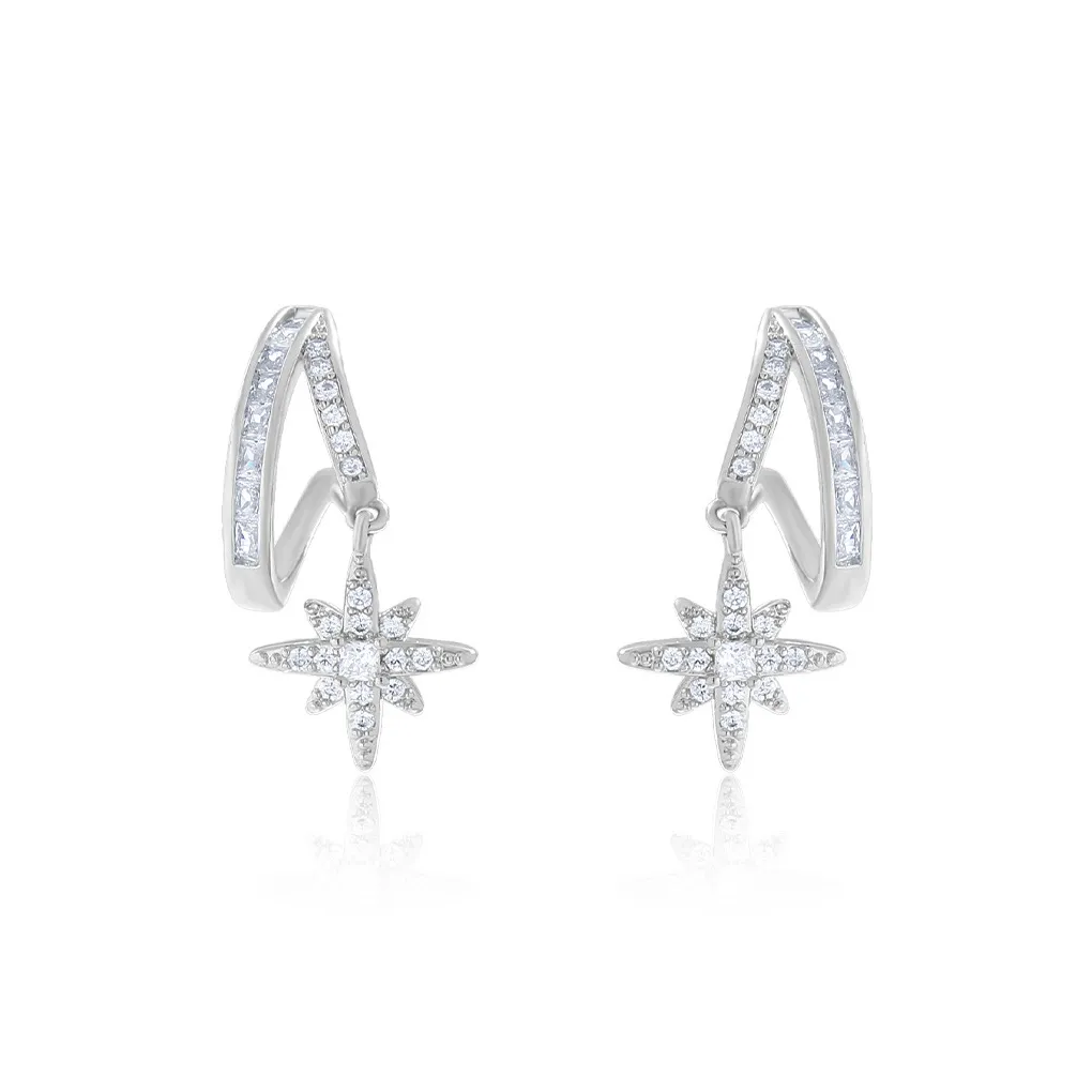 Серьги с камнями "Кончик пальца" медный циркон женские