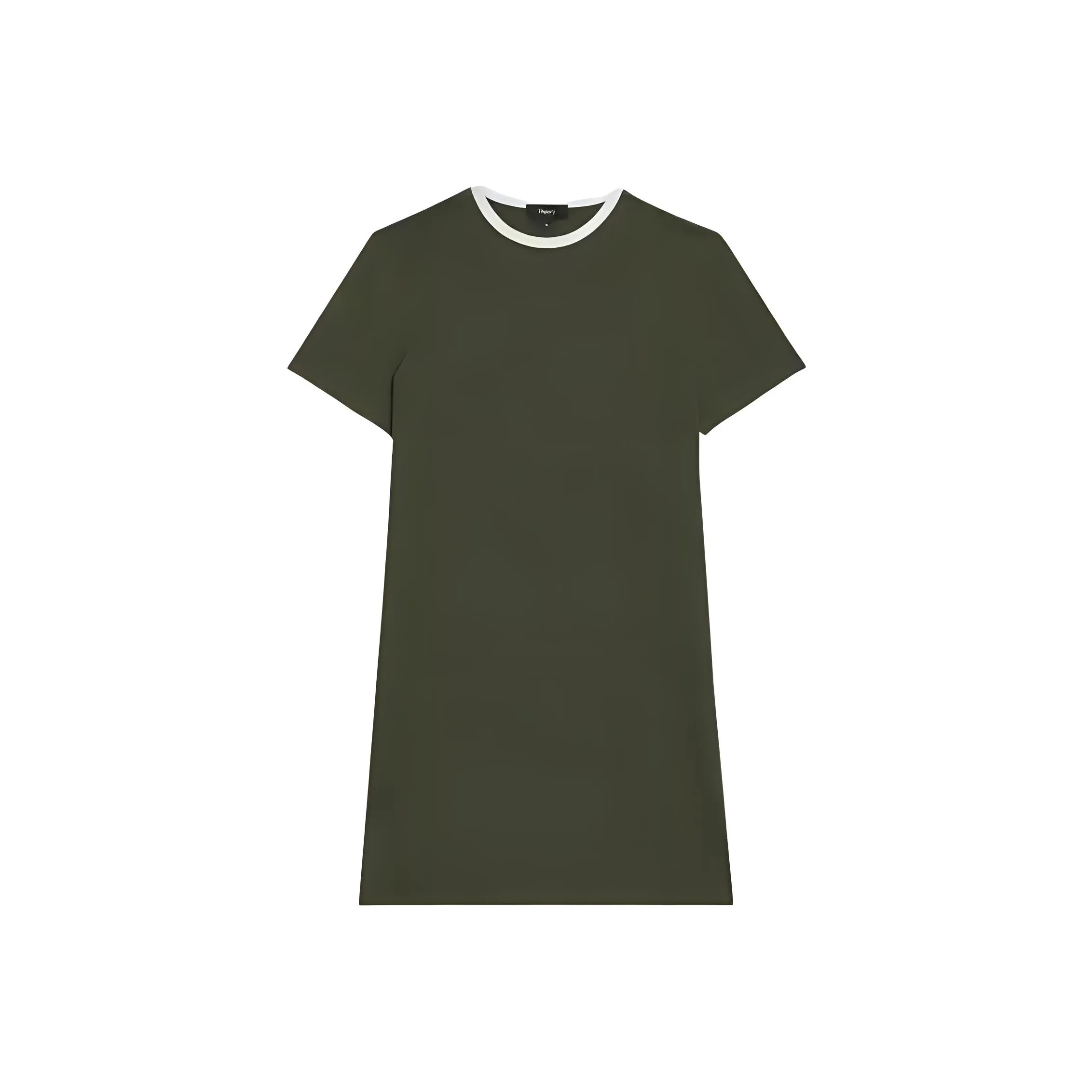 THEORY Short Sleeved Dress Women's Olive Green/White