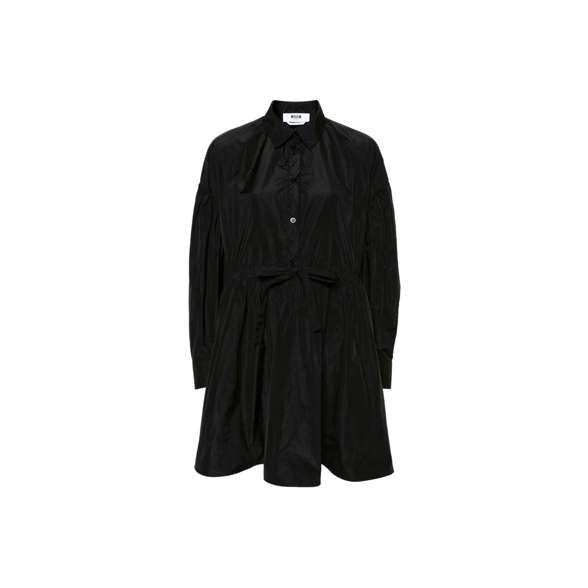MSGM Drawstring Waist Flared Mini Shirt Dress