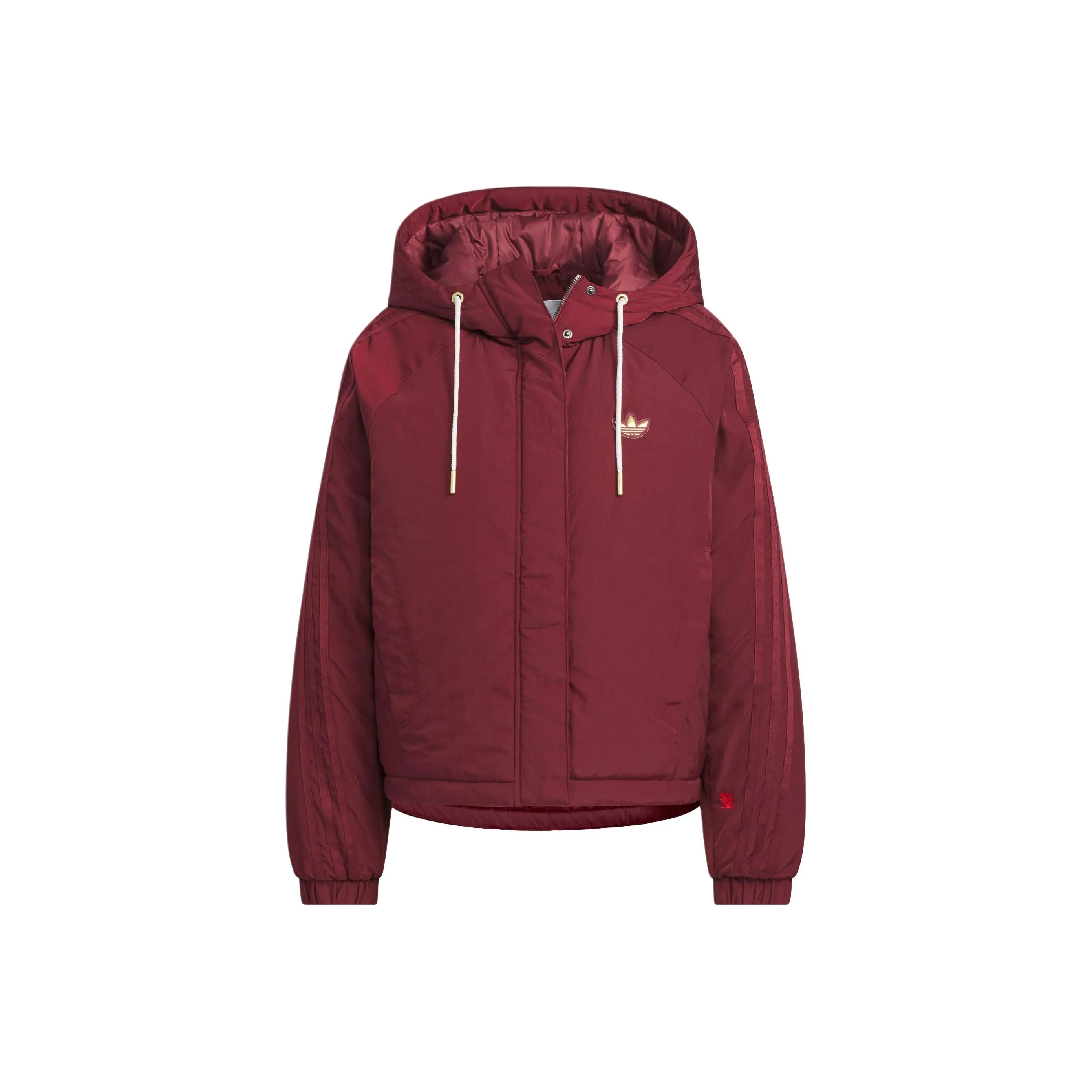 Adidas Originals AW24 Хлопковый пуховик женский темно-красный