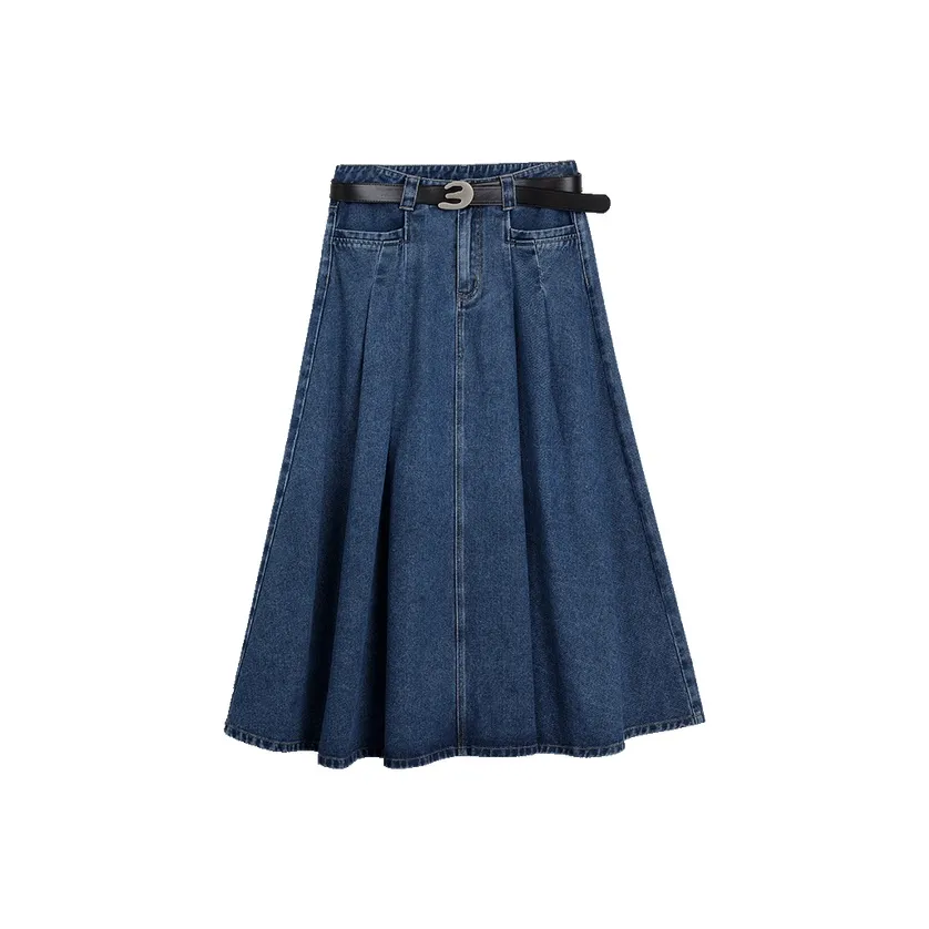 ELLE Деним Длинная Юбка Женская Синяя