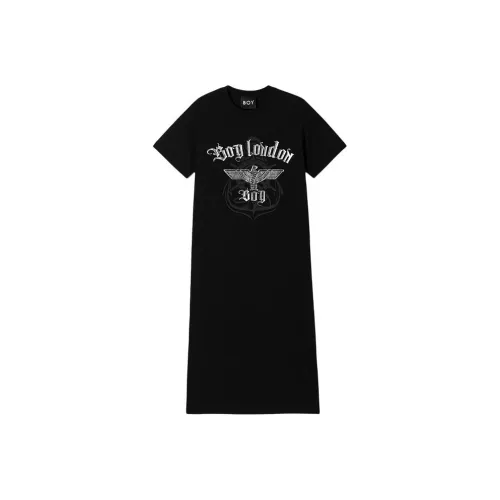 BOY LONDON Черное Женское Короткое Платье с Рукавами