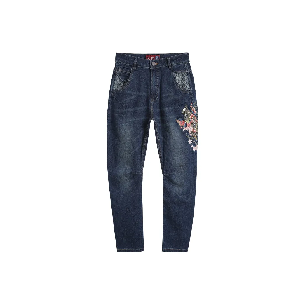 ONIARAI Прямой крой Брюки Джинсы Женские Джинсовый синий