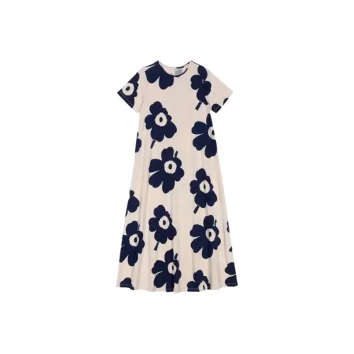 MARIMEKKO Белое Женское Короткое Платье с Рукавами