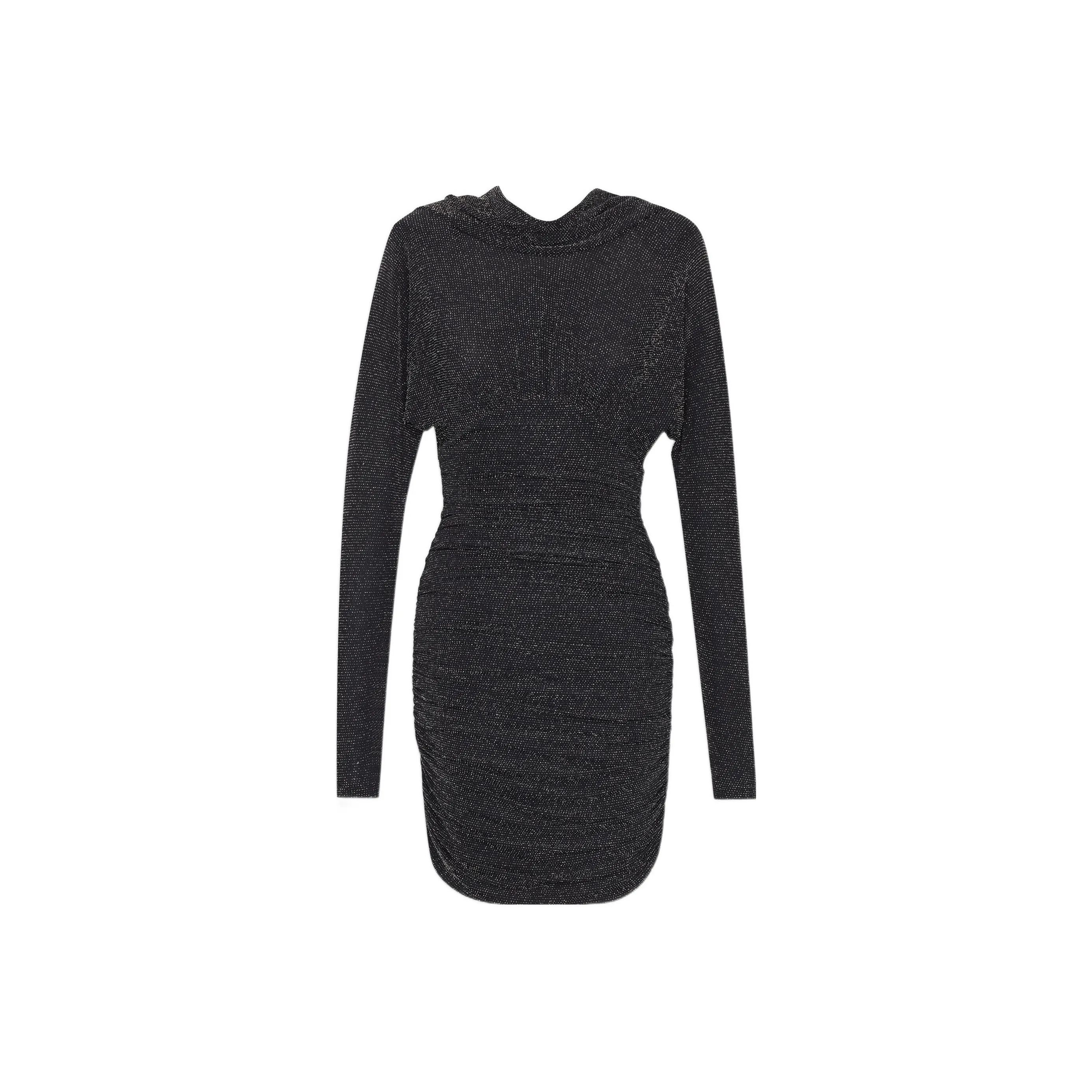 SAINT LAURENT Glittery Draped-back Mini Dress