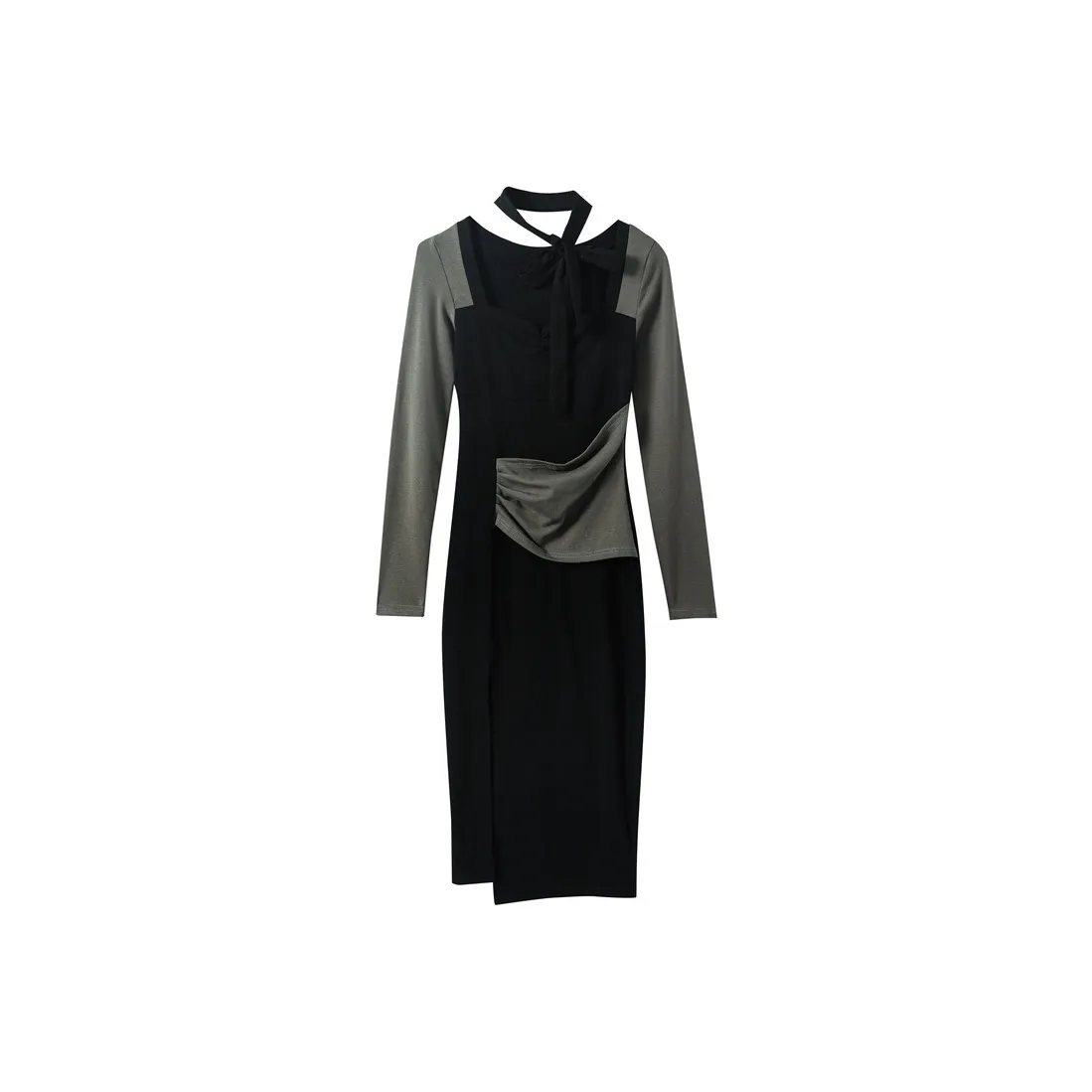 EIDOLON GRAIN Длинное платье с длинными рукавами женское черное