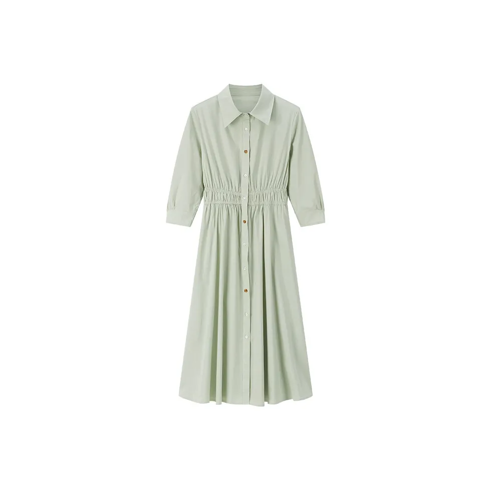 VIMLY Long Sleeved Dress Women's Light Green