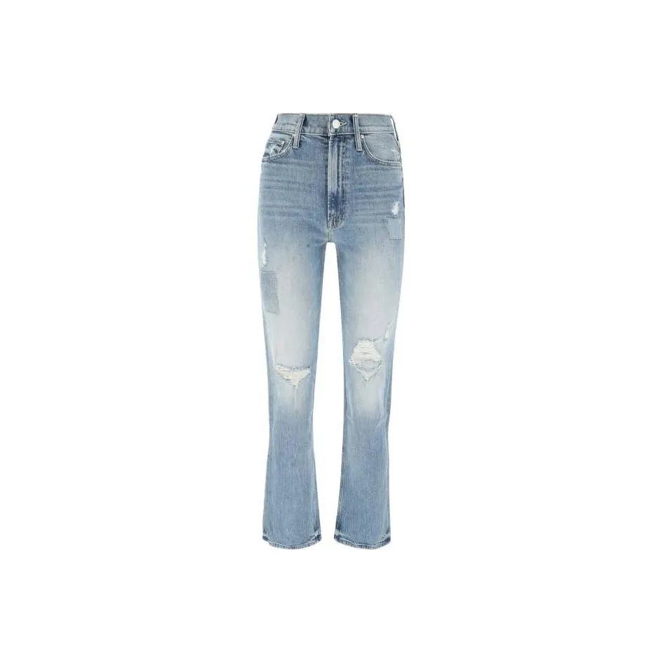 MOTHER Logo Patch Distressed Jeans