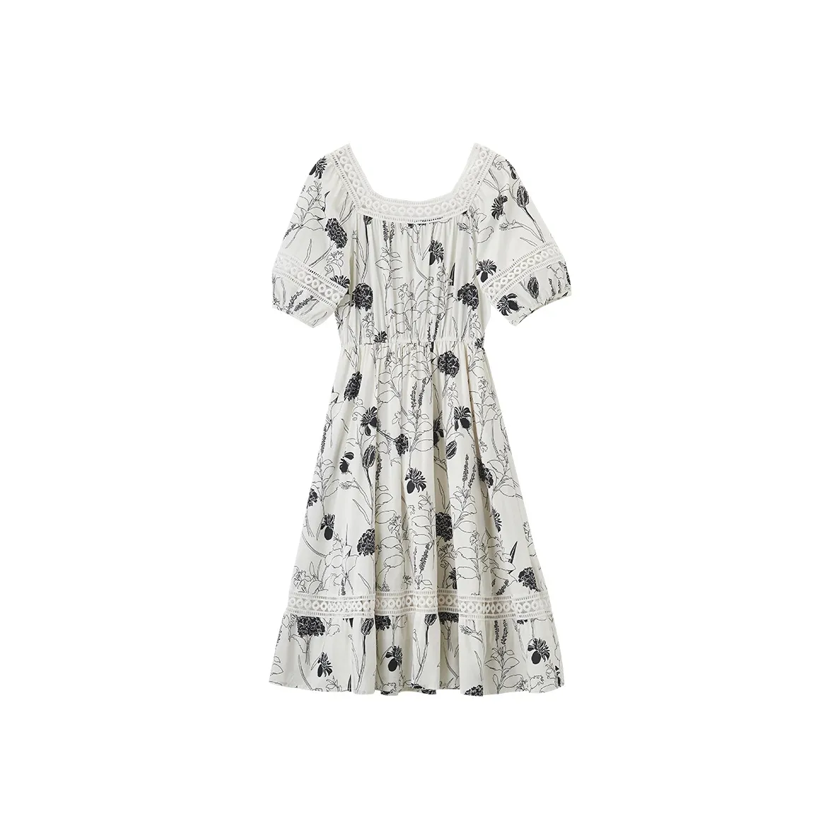 XIANGYING Short Sleeved Dress Women's Beige