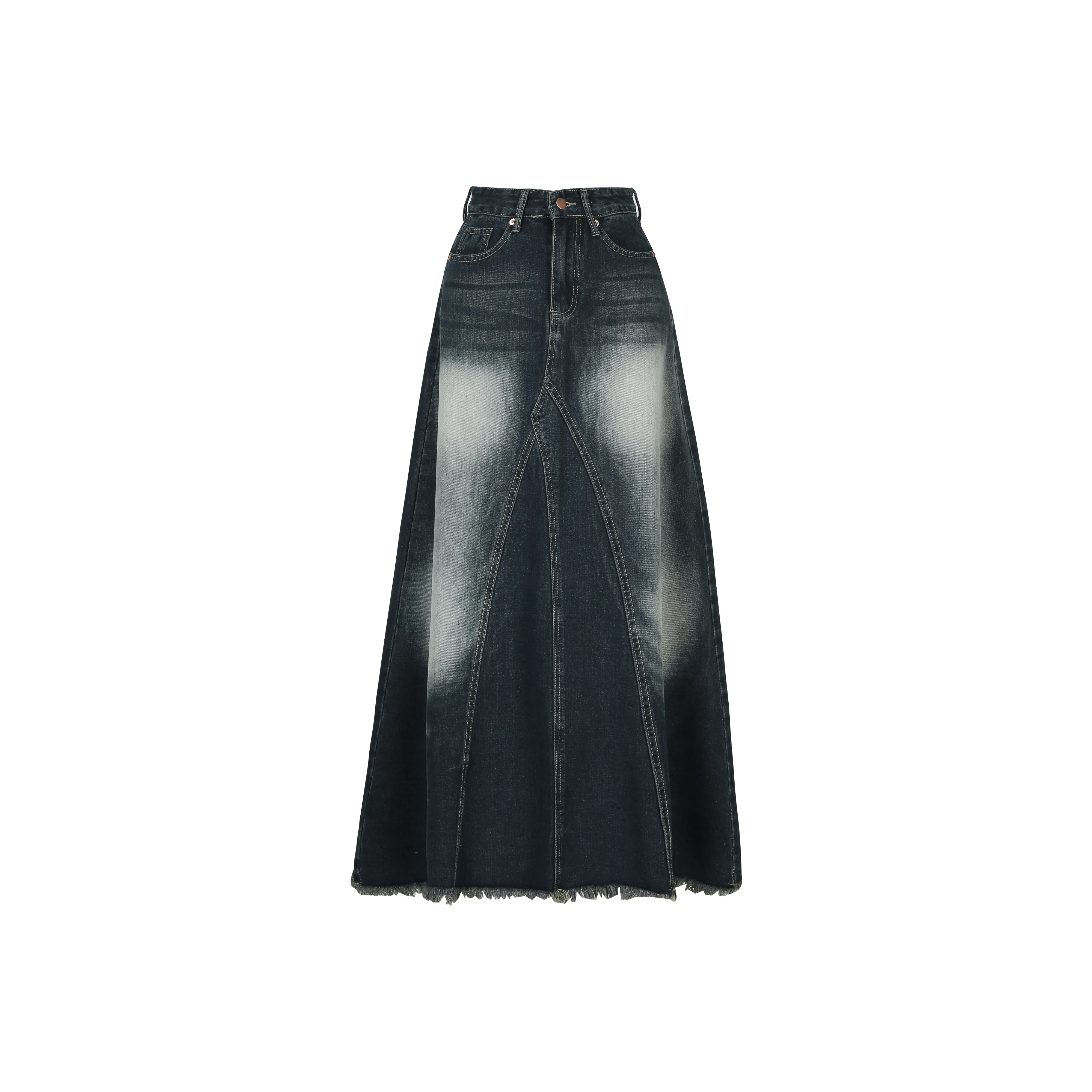 Розовый деним длинная юбка женский синий