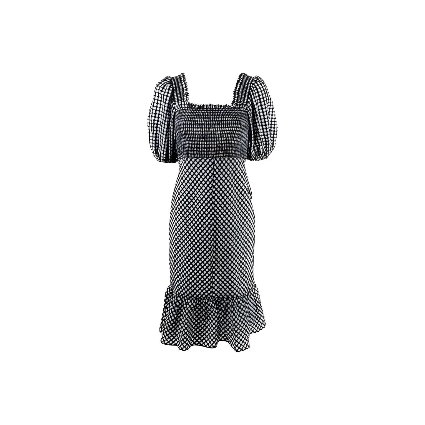 GANNI FW21 Short Sleeved Dress Women's Black