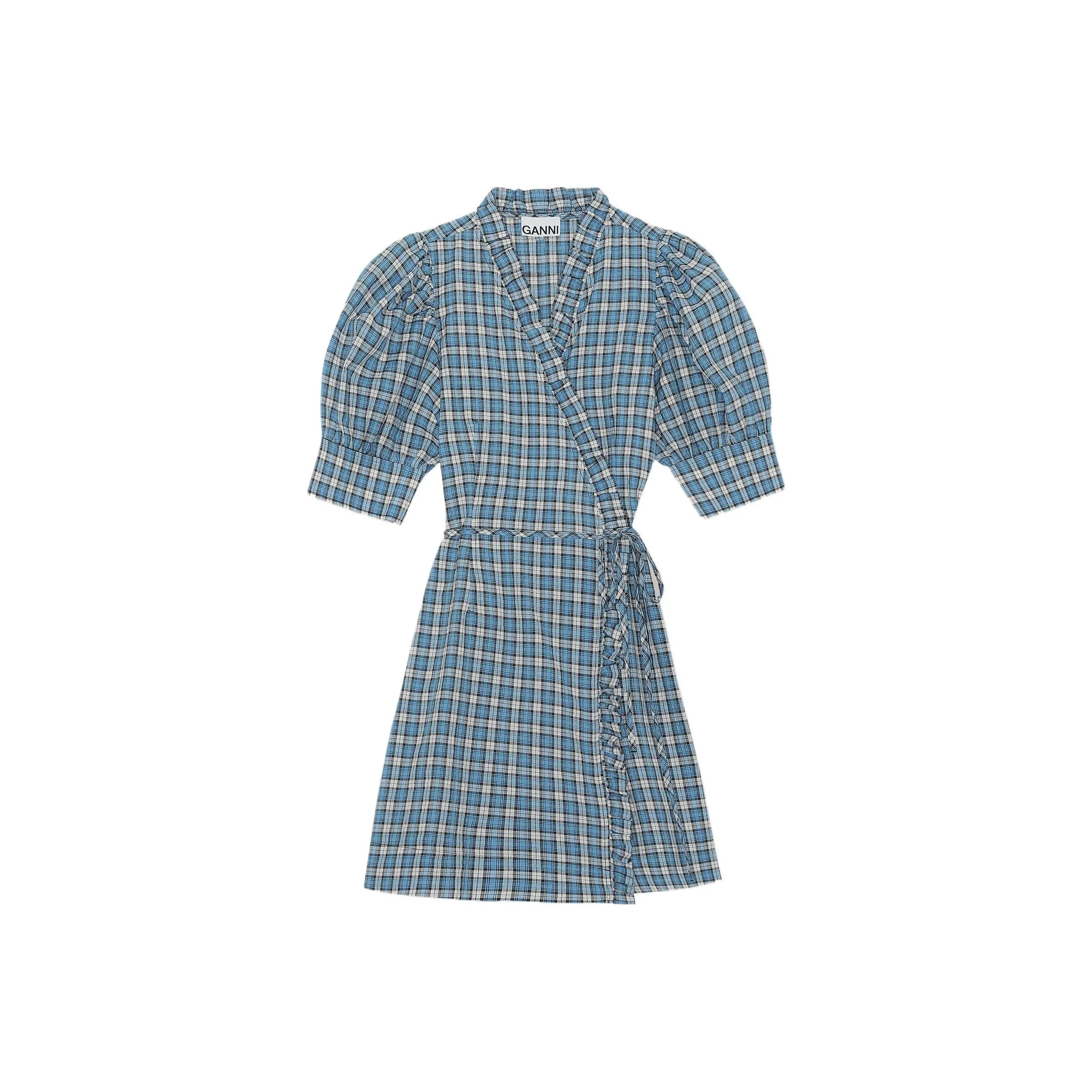 GANNI Short-Sleeved Dresses Women's Blue