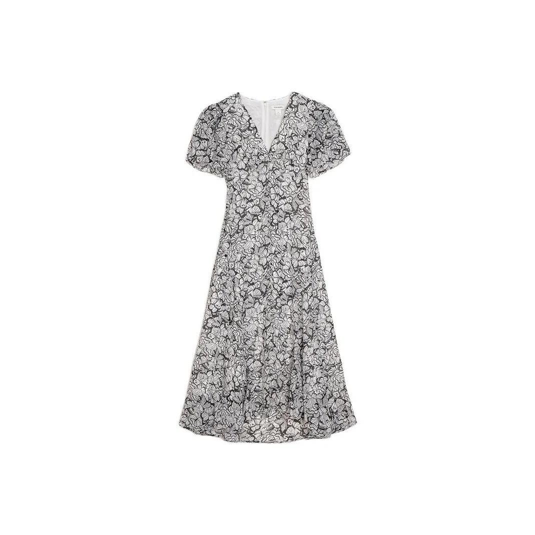 CLUB MONACO Short-Sleeved Dresses Women's Black And White Butterfly Print