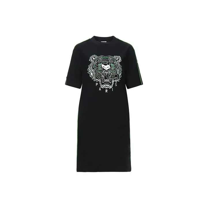 KENZO Черное Женское Короткое Платье с Рукавами