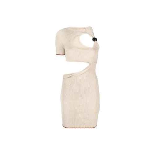 Jacquemus Экрю Женские Короткие Платья с Рукавами