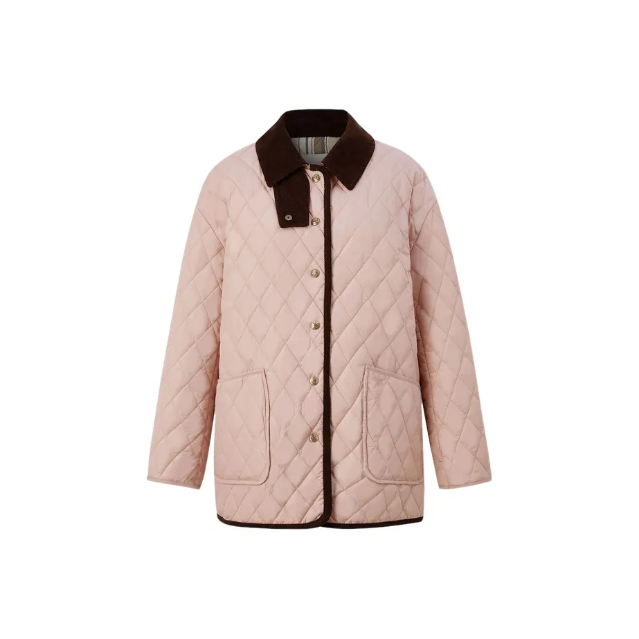 E.land Хлопковый пуховик женский светло-розовый