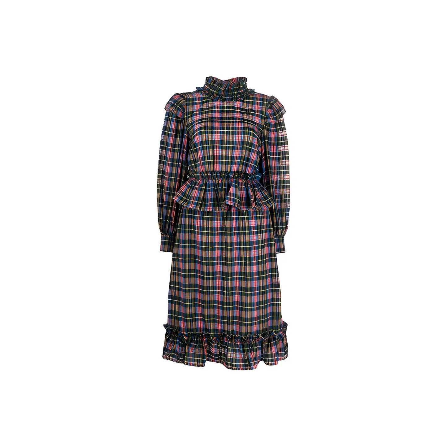 GANNI Длинное платье с длинными рукавами женское многоцветное