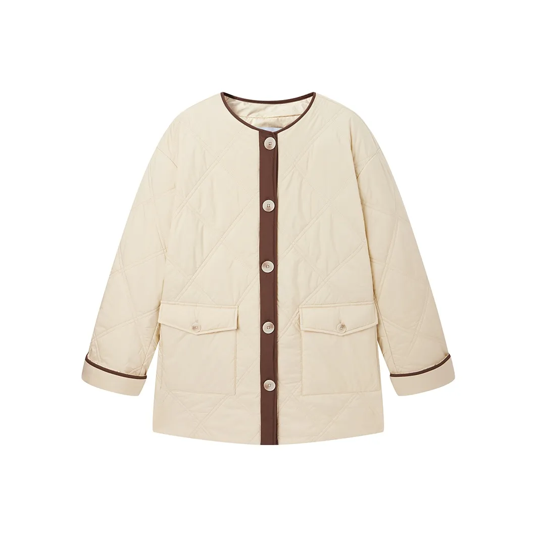 PEACEBIRD Хлопковый пуховик Женские Cannoli Кремовый