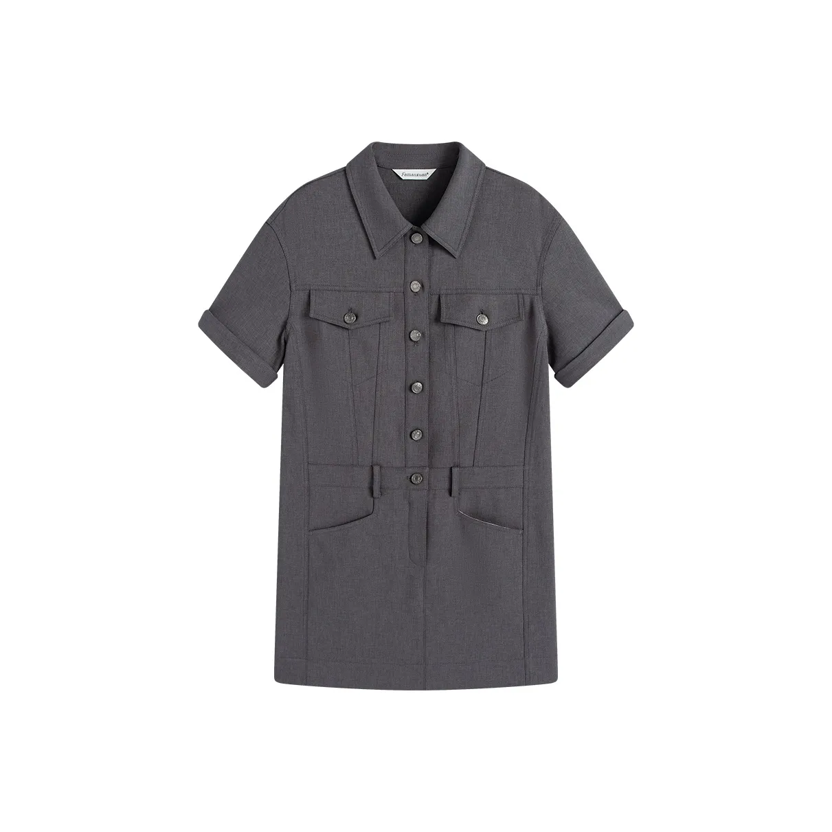 Famanxuan Short Sleeved Dress Women's Lava Smoke Gray