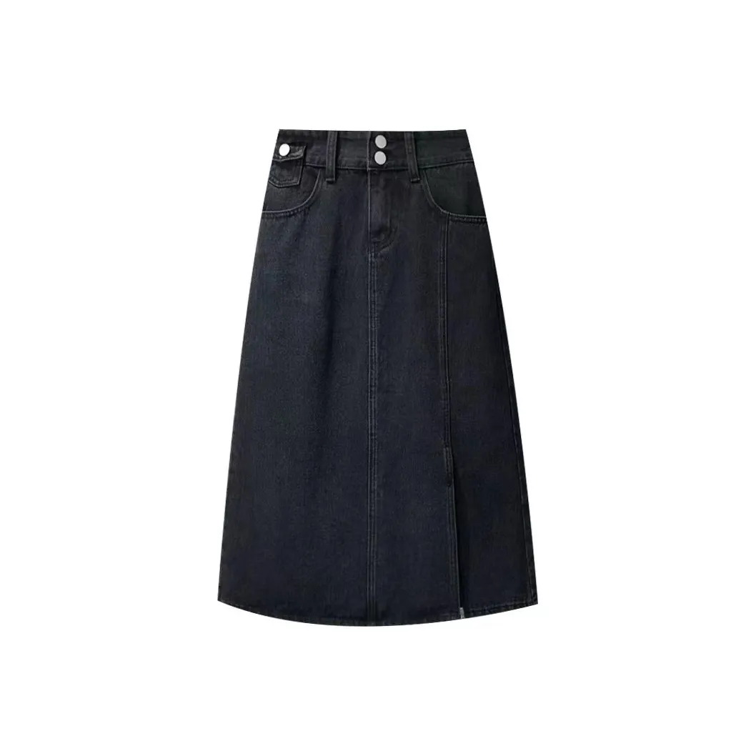 Concubine Zhu Denim Длинная Юбка Женская Черная