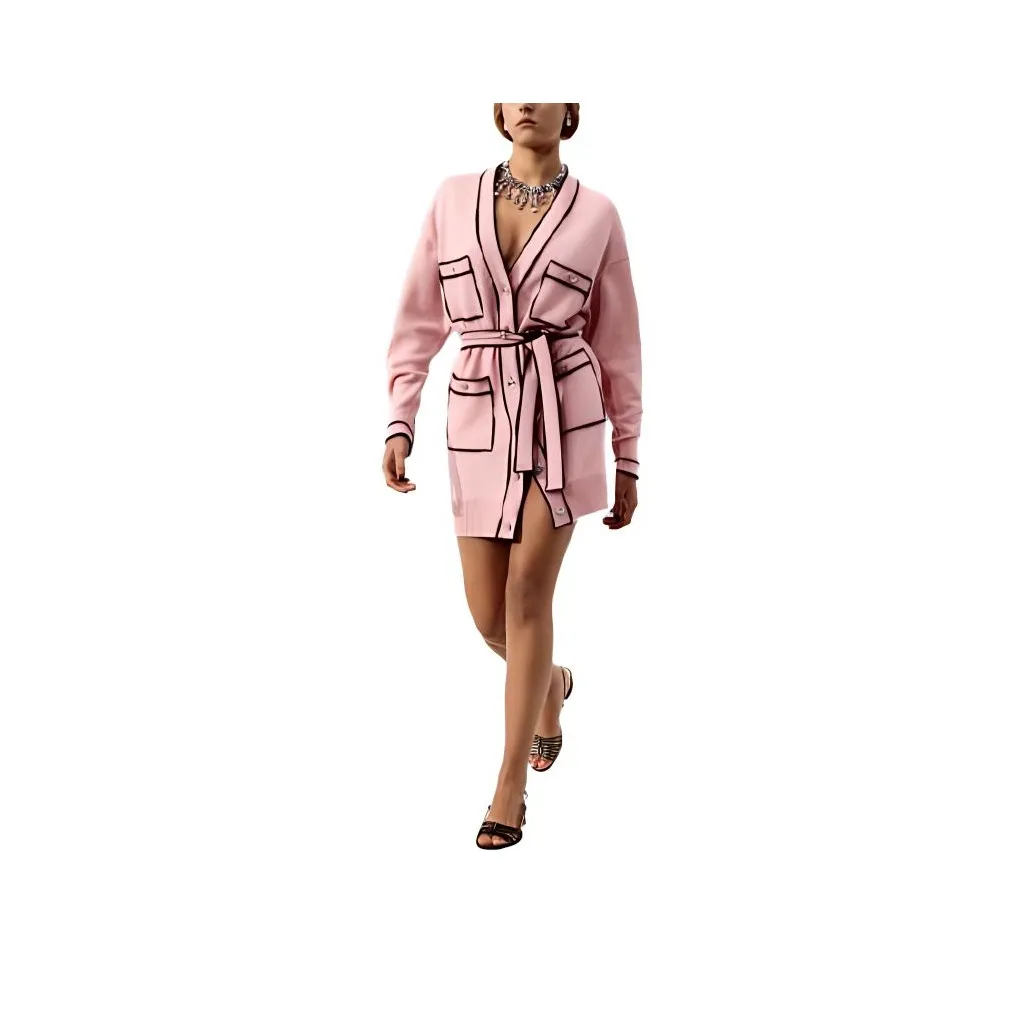 CHANEL Long-Sleeved Dresses Women's Pink