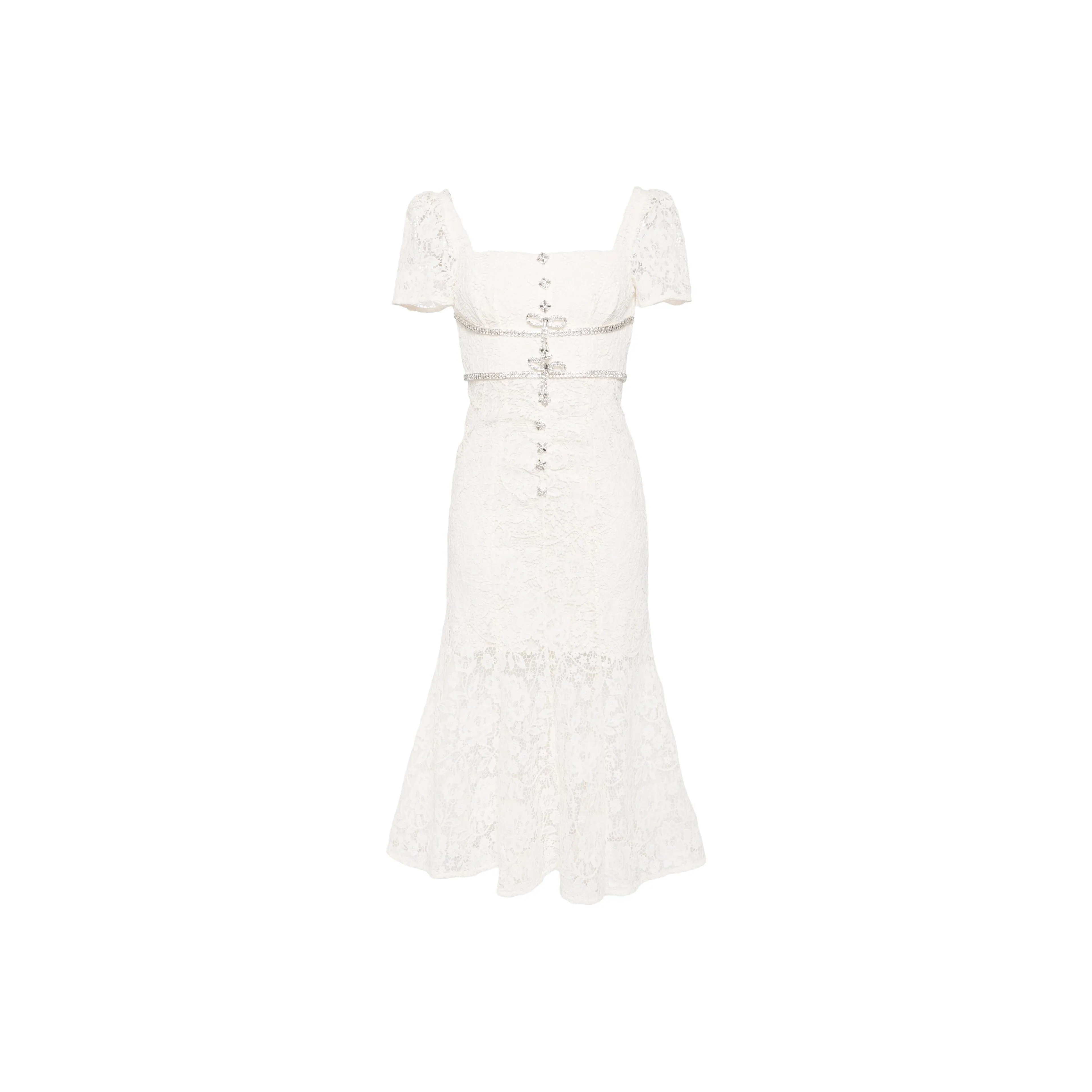 Self portrait Lace Diamante Bow Midi Dress