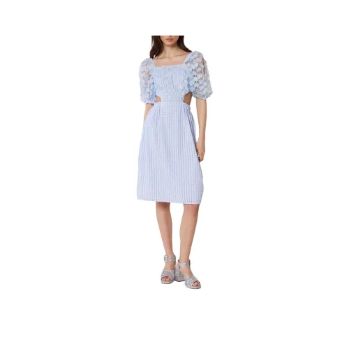 MANOUSH Blue Женские Короткие Платья с Рукавами