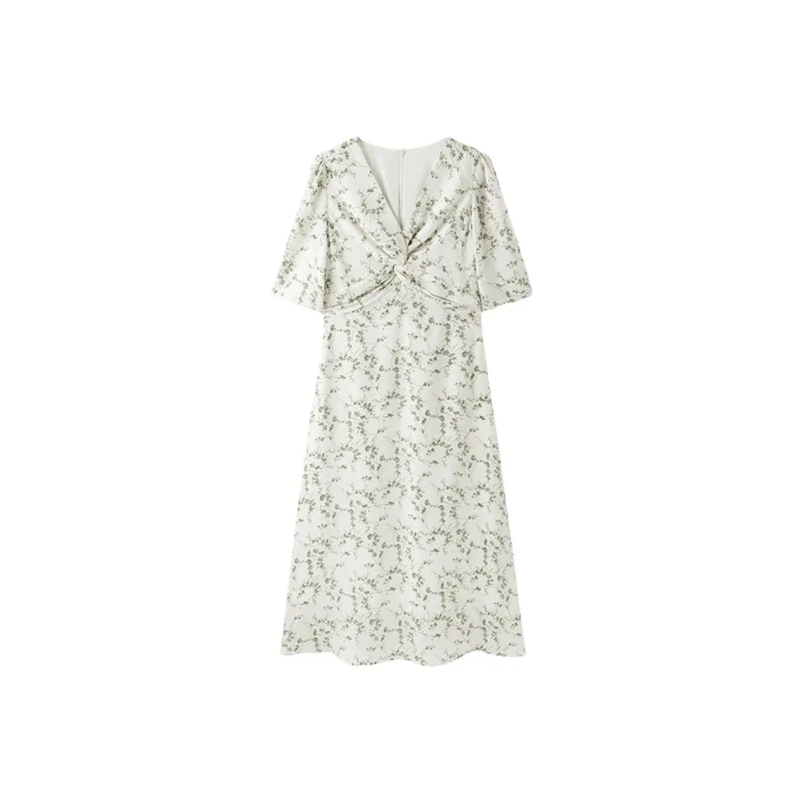 TKY SHOP Short Sleeved Dress Women's Green Floral