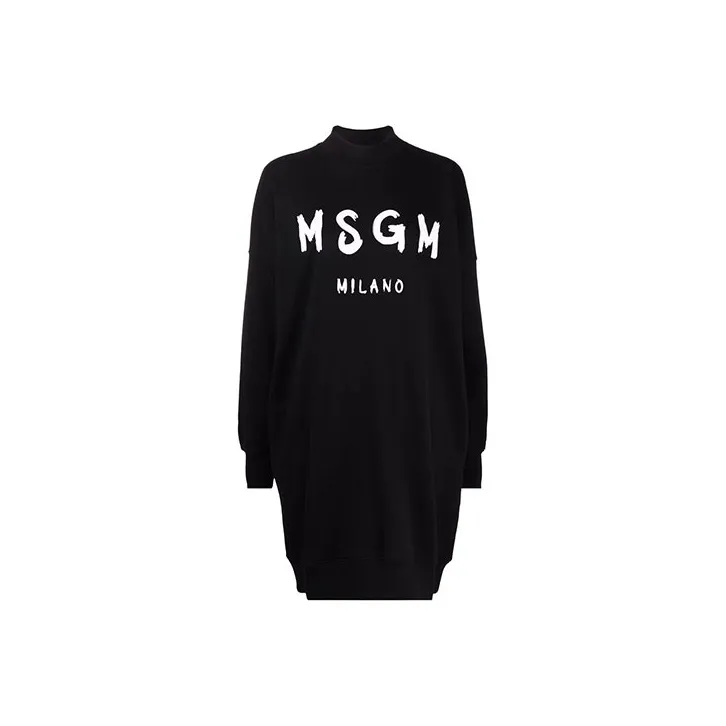 MSGM Logo Printed Mock Neck Sweatshirt Dress